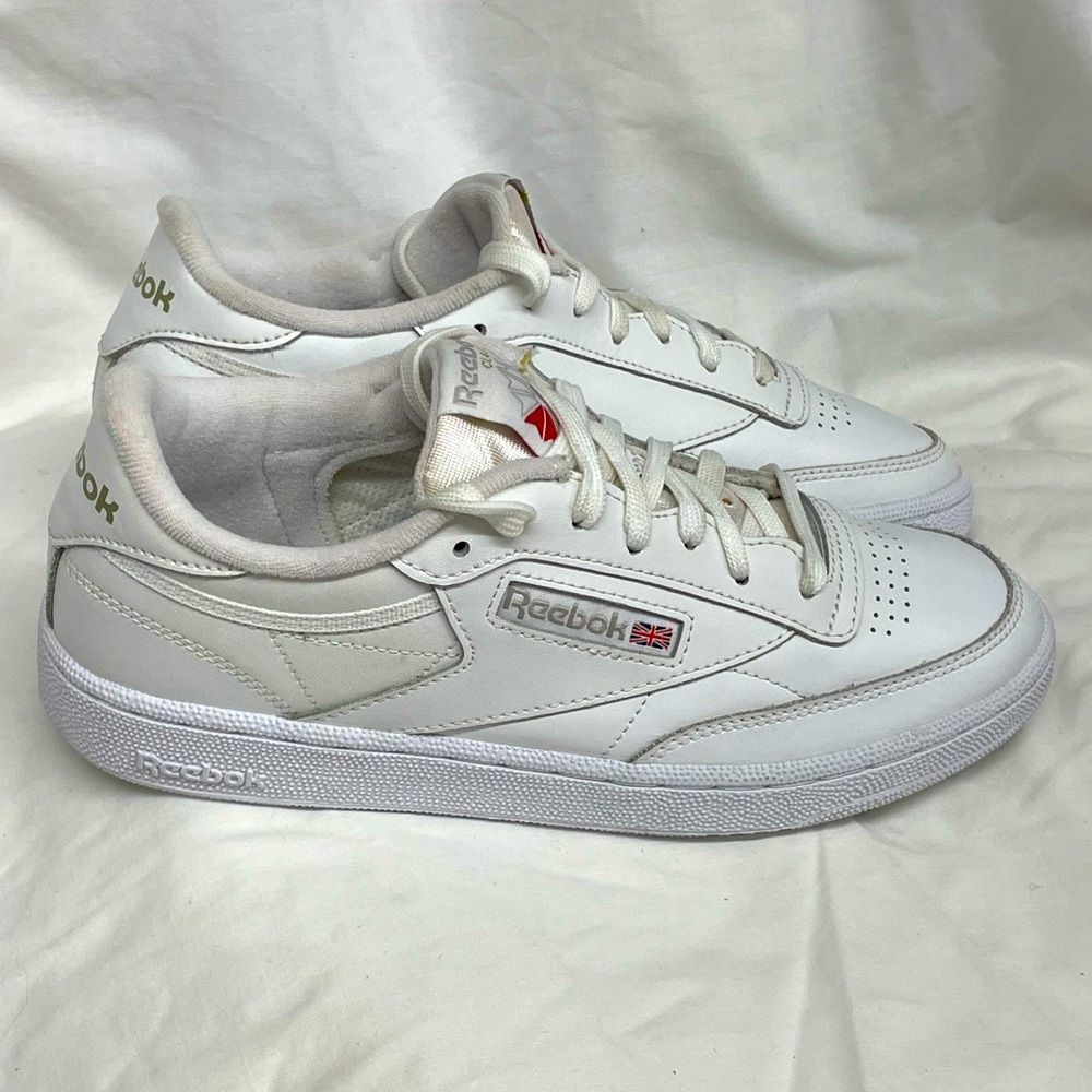 Reebok club C 85 white leather low top sneakers ladies sz 8 - Picture 2 of 9